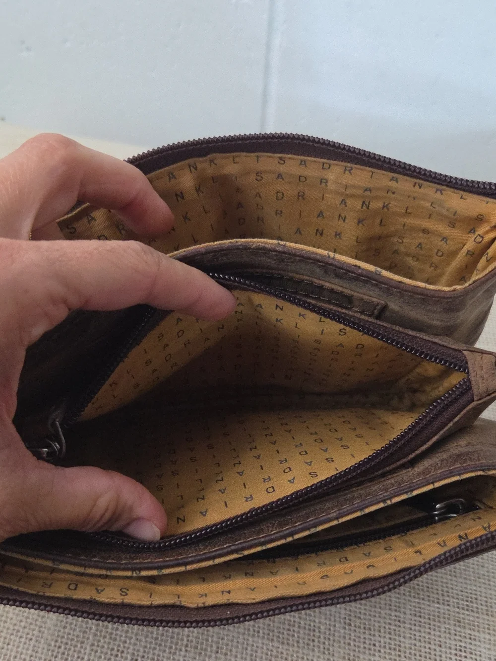 Adrian Klis Bison Leather Handcrafted Artisan Organizer Crossbody Bag